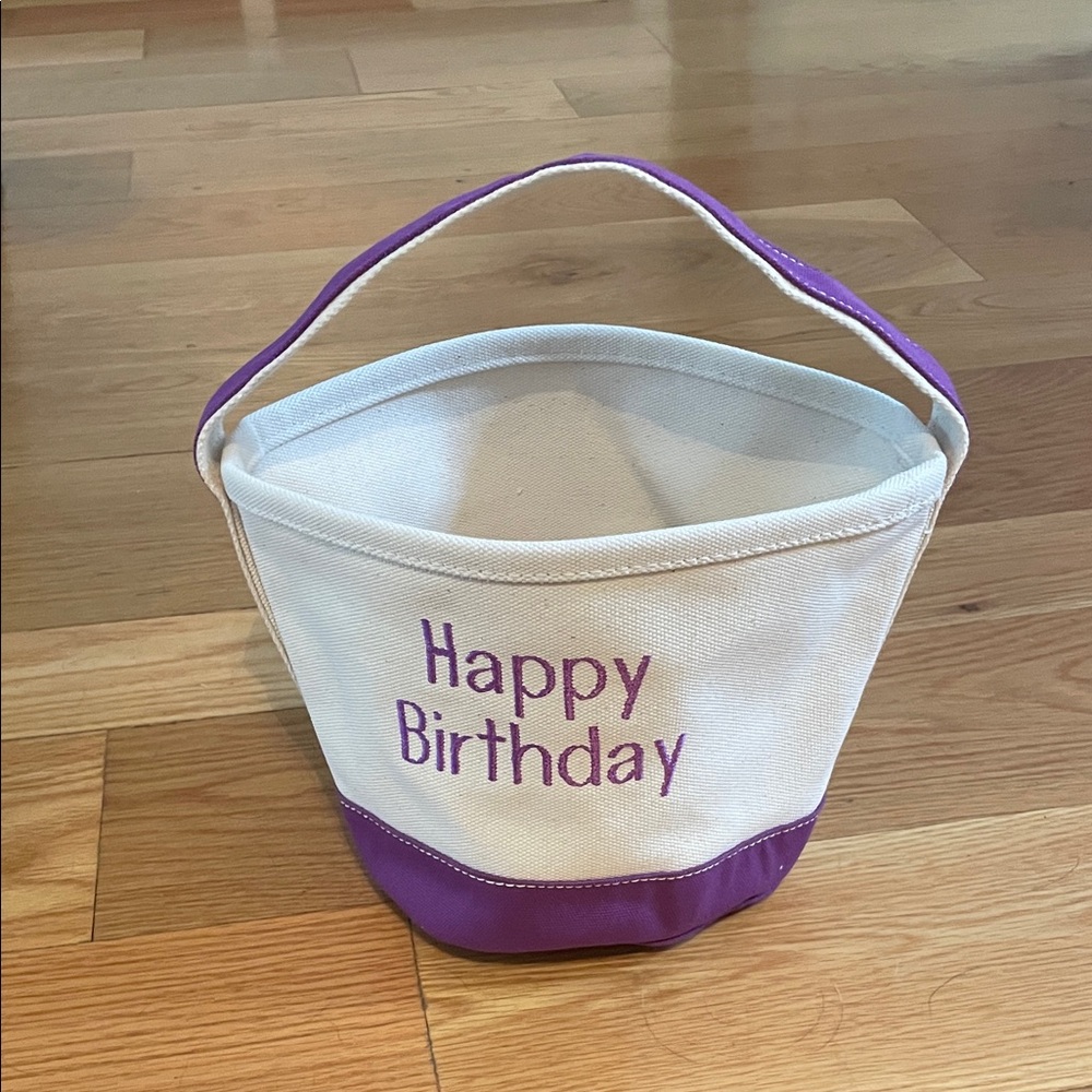 Lands End Purple and White Happy Birthday Party Basket
